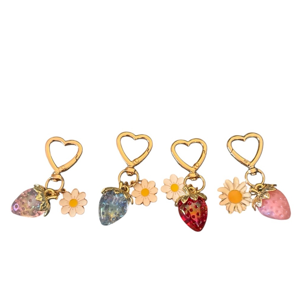 Strawberry and Daisy Bag Charms Choose Your Color! BUY NOW LISTING - Picture 2 of 6